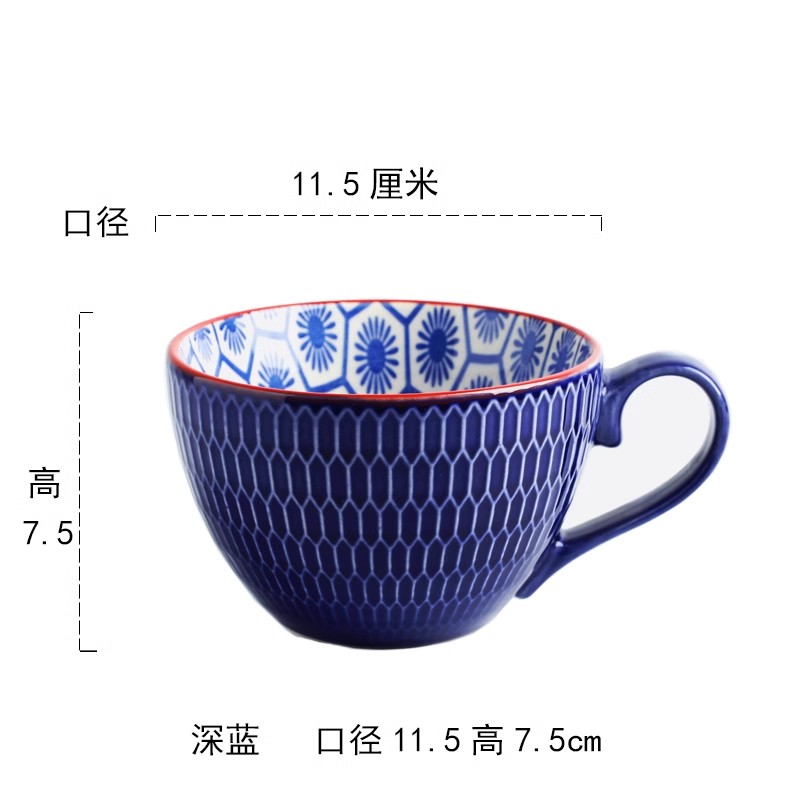 Taza de café de cerámica pintada a mano, taza Vintage creativa, cafetería, suministros de Bar, personalidad en relieve, taza de desayuno, dolor de manos colorido: Negro