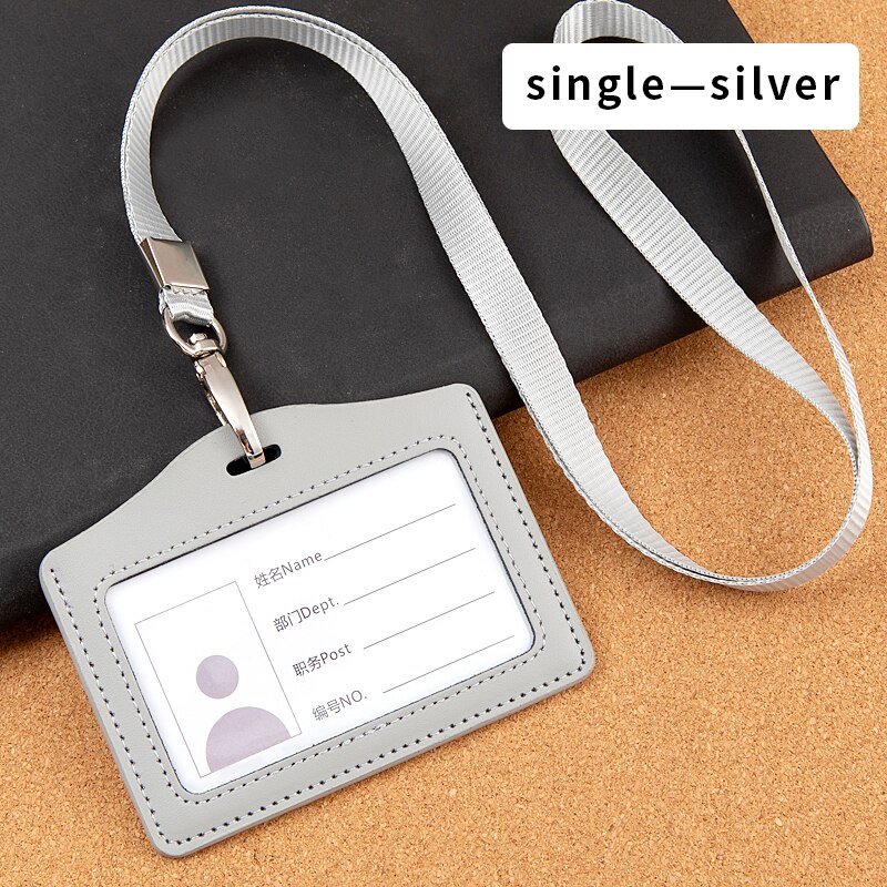 Leather student access Card Holder Employee Name ID Card Cover Metal Work Certificate Identity Badge Business Case: 3