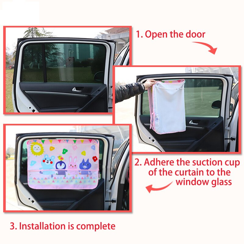 Bil solskærm universal auto side solskærme bil tilbehør sugekop opbevaring tegneserie bil vindue solskærm indkøbskurv sæde