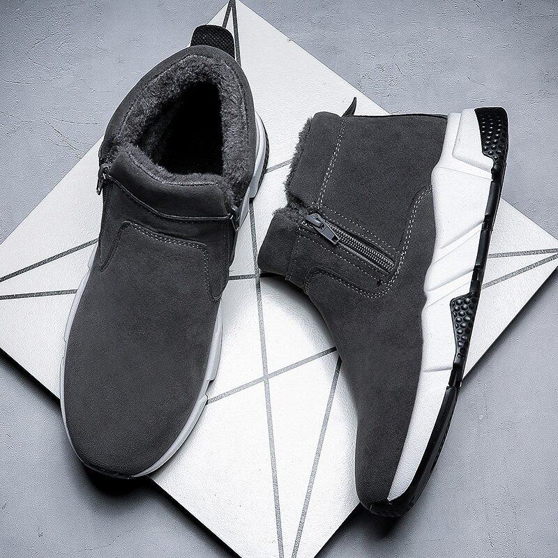 Winter plus velvet cotton shoes high-top zipper boots sports shoe men's warm men's sports shoes outdoor comfortable casual shoes