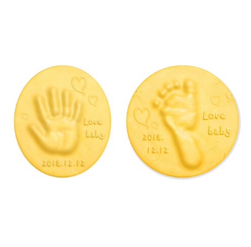 DIY huella de bebé de 40g, juguete con huella de bebé, almohadilla de pata de impresión, tableta de tinta de mano para padres e hijos, huella de aby ultra ligera: yellow