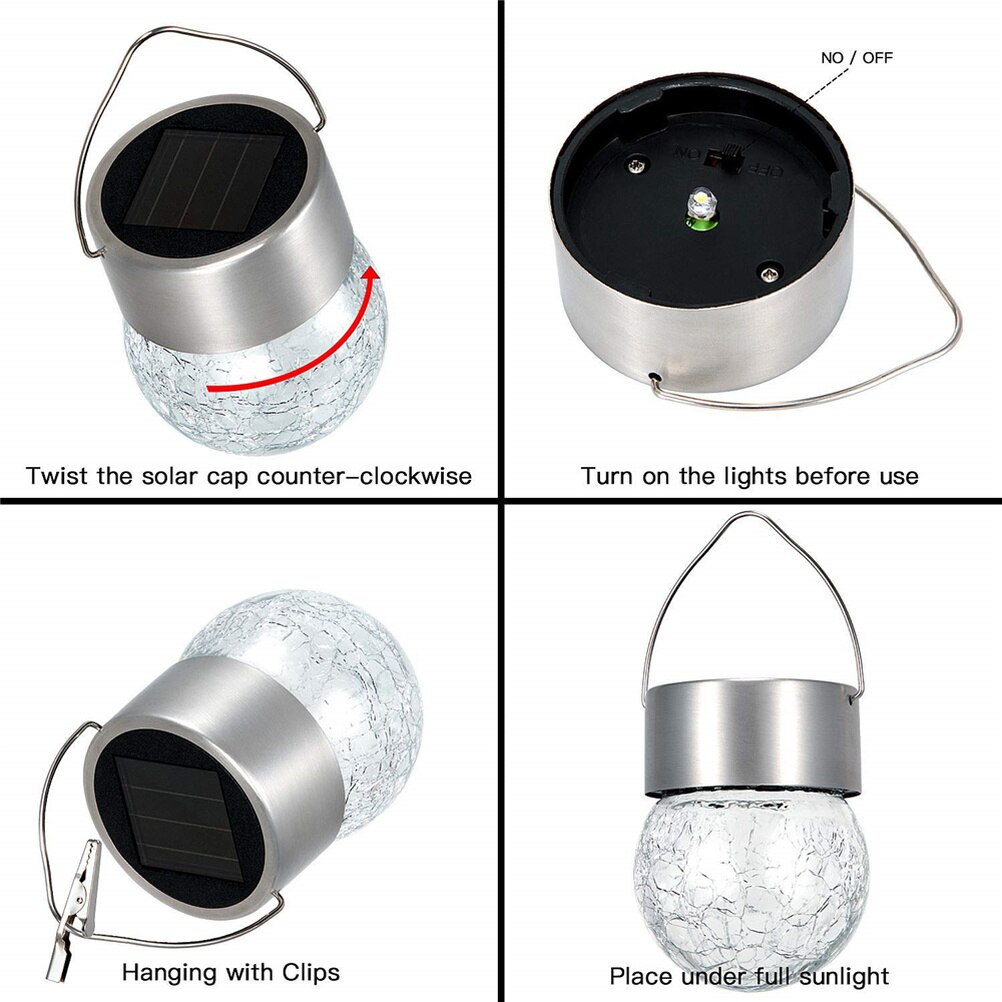 Solar Garden Light Mosaic Crackle Globes LED Garden Lights Waterproof Outdoor Solar Crack Light Glass Ball Hanging Light