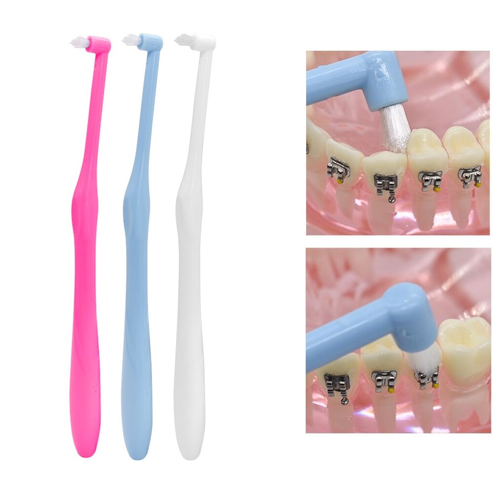 1 stk ortodontisk tandbørste interdental tandbørste lille hoved blødt hår korrekturtænder bøjler tandtråd mundtandpleje
