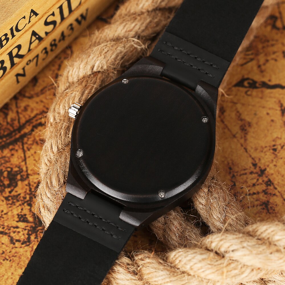 Wereldkaart houten horloge voor heren, duurzaam analoog houten horloge voor dames, dameshorloge van hout