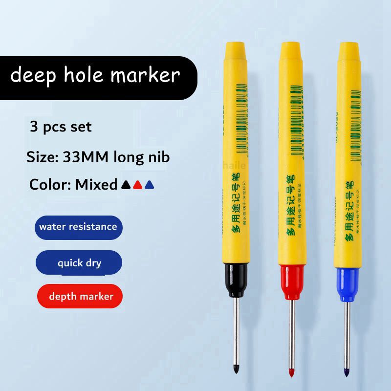 Haile Deep Hole Long Nib Multi-Purpose Marker Pens Waterproof Mechanical Carpentry Bathroom Woodworking Construction Marking Pen: Lavender