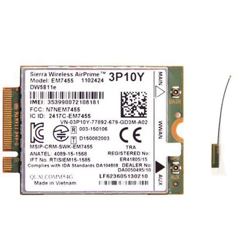 Sierra Wireless Airprime EM7455 DW5811E 3P10Y CAT6 4G Module for DELL E7270 E7470 E7370 E5570 E5470 Wireless FDD TDD: Default Title
