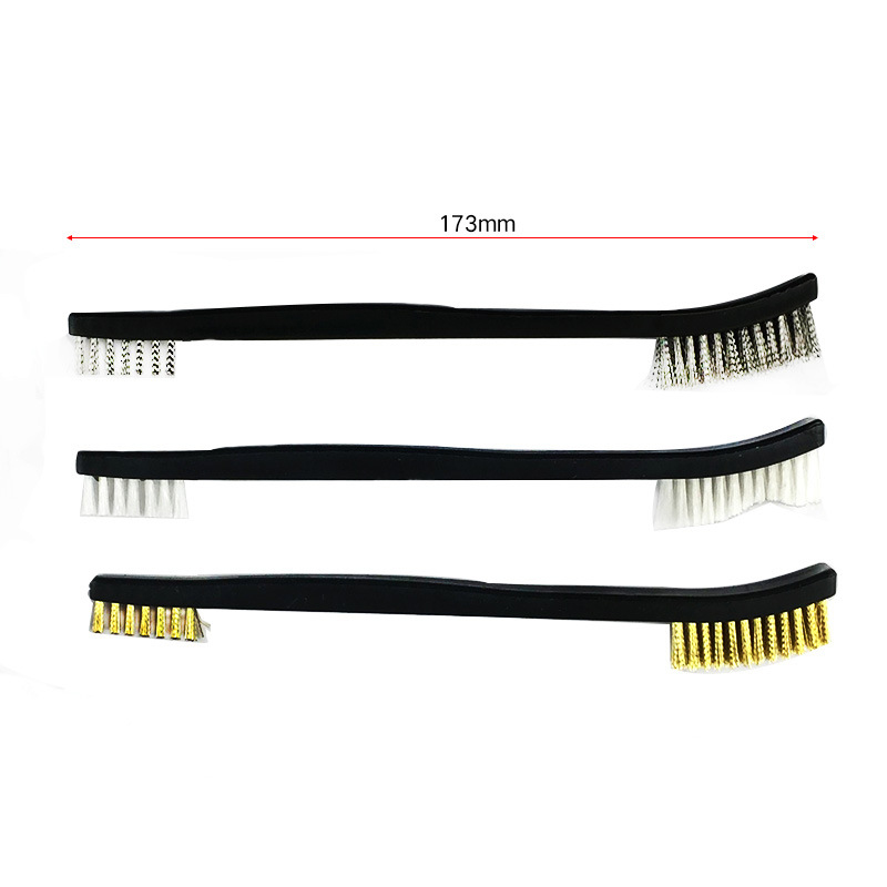 3 Pcs Mini Wire Brush Set Steel Brass Nylon Cleaning Polishing Detail Metal Rust Brush Clean Tools