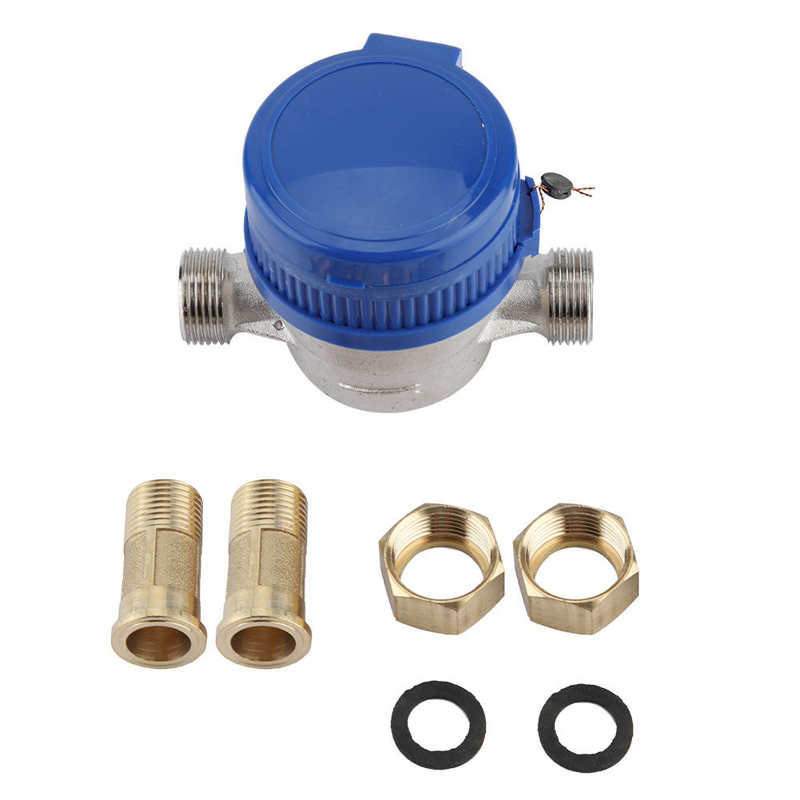 1/2in Copper Mechanical Water Meter Water Flow Gauge With Rotary Counter