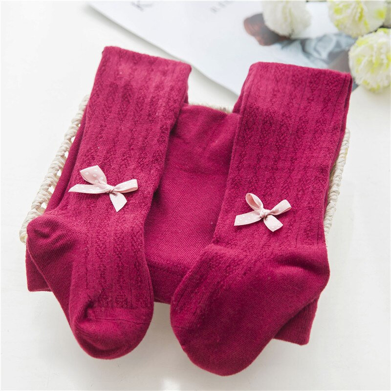 Meisjespanty's, katoenen babypanty's, lente en herfst, grote pp plus-bestand, baby jumpsuit, onderkant, meisjes, kinderen, kleine strik, sokken: Wijnpanty's / 1 to 2 jaar