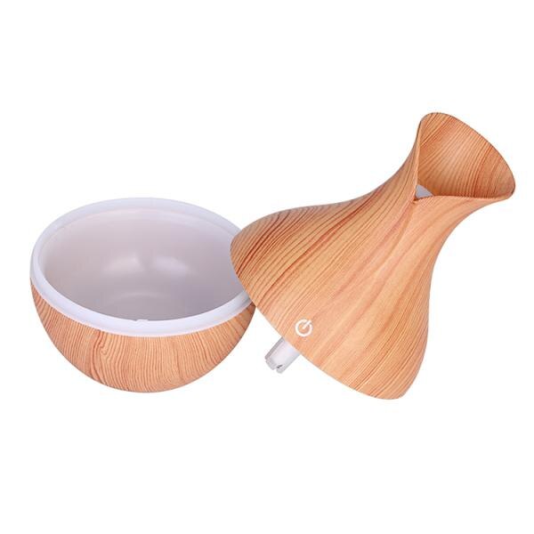 130ml Colorful LED Light Humidifier Wood Grain USB Air Mist Humidifier Essential Oil Diffuser for Bedroom Living Room Yoga Spa