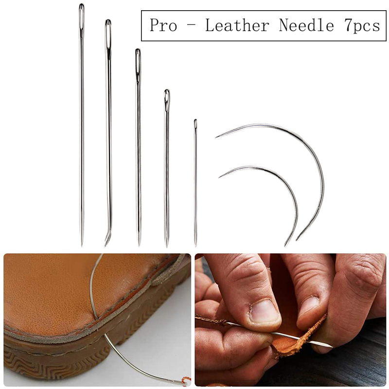 Leather Stitching Tools Kit with Hand Sewing Needles Awl Thimble Waxed Thread Set for DIY Leather Craft Shoemaker Repairs