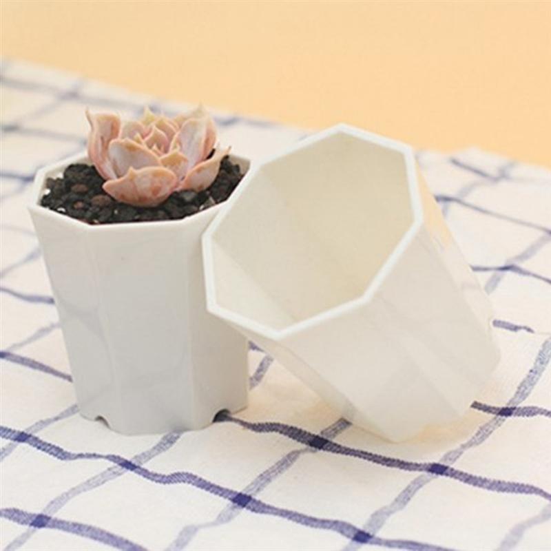 10 Uds Simple versátil octogonal maceta para suculenta planta imitación cerámica maceta para flor pequeña para la sala balcón (blanco)