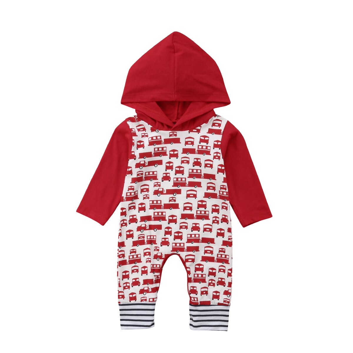 Neugeborenen-babykleidung für jungen und mädchen: kapuzen-Gesamt, langärmelig, gestreift, Patchwork-strampler, spielanzug: Neugeborenes