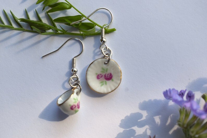 verrückt Tee Party Tasse &Ampere; Untertasse Ohrringe Valentines Mütter Schild frauen Besteck Ohrringe Neue