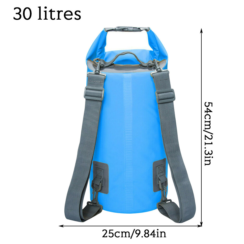 PVC Bag Waterproof Beach Swim Backpack Bucket Pouch for Kayaking Boating Fishing: Blue 30L