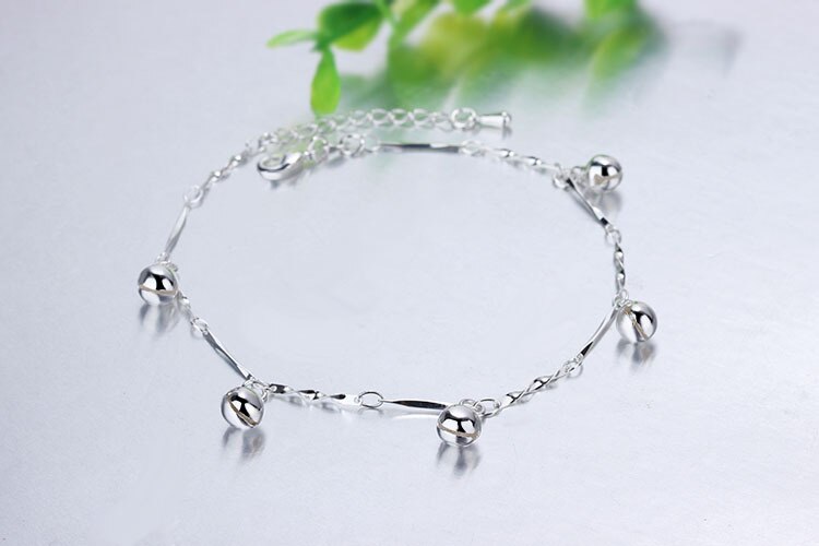 Simple silver Variety of choices Anklet For Women S925 Ankle Bracelet Adjustable Length: J