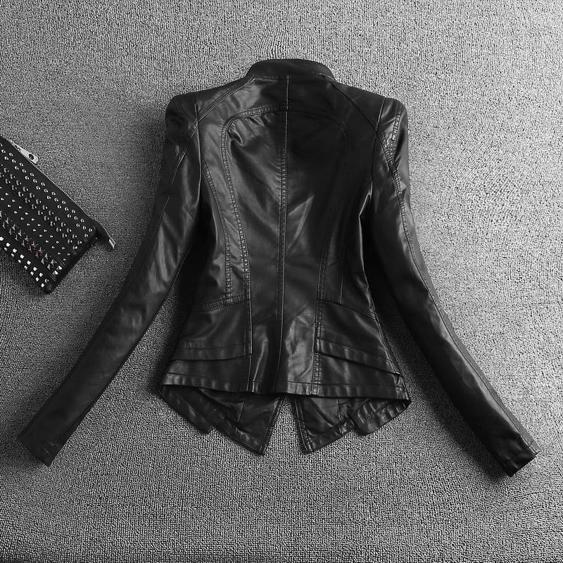 ¡Novedad de ! Chaqueta de piel negra para motocicleta, cremalleras para mujer, abrigo de piel para motorista, chaqueta ajustada de talla grande S-4XL para mujer, ropa de abrigo