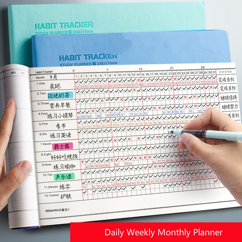 School Office Daily Weekly Monthly Planner Notebook Soft Leather Agenda Schedule Diary Journal Notepad