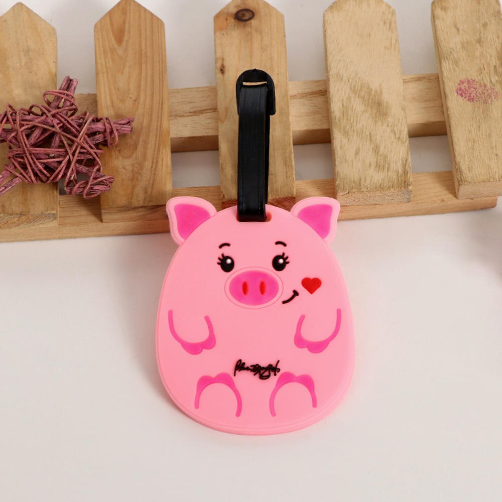 1PCS Animale Del Fumetto Dei Bagagli Tag Gel Di Silice Morbido Nome Valigia ID Indirizzo Holder Bagaglio Imbarco Tag Accessori Da Viaggio: Black