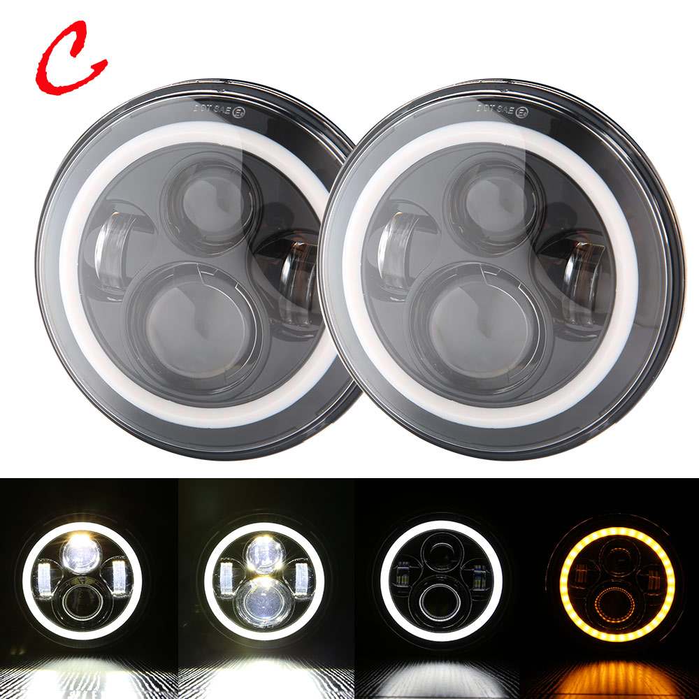 Voor Lada Niva 4X4 7 ''Led Koplamp H4 Hoge Dimlicht Ronde Auto Running Lights Koplamp Voor jeep Wrangler Jk Land Rover Verdedigen: C