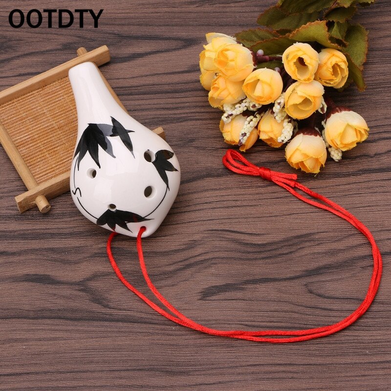 OOTDTY 6 Hole Ocarina Ceramic Alto AC Key Flute Musical Instrument