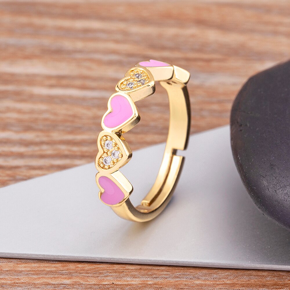 Nuovo dolce e carino olio a goccia creativo cartone animato anelli donne ragazze moda coreano caramelle colori cuore regolabile zircone gioielli di lusso