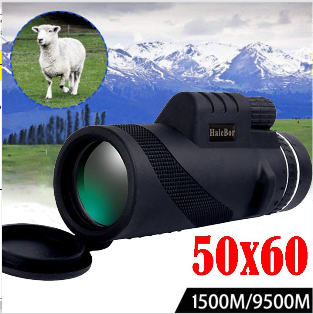HaleBor High Power 50X60 HD Monocular Telescope Shimmer Night Vision Outdoor Hiking Anti-slip биноколь военный Q1