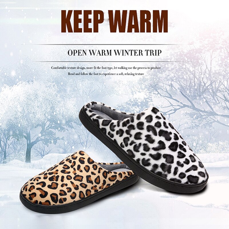 Di grandi Dimensioni 36-47 Pantofole per Gli Uomini Coppie Della Stampa Del Leopardo Scarpe Uomo Inverno Casa Calda Pantofola Peluche Comfort Interno casual Scarpe Uomo