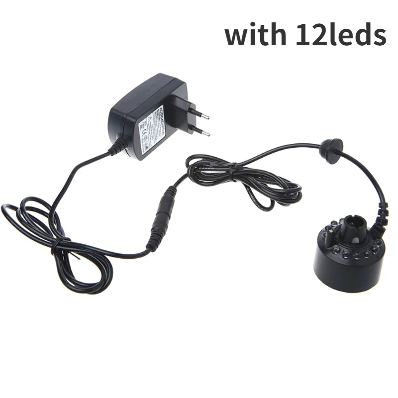 Elektrische Ultrasone Mini Mist Maker Fogger Fontein Vijver Mist Verstuiver Luchtbevochtiger met 12 LED Tuin Aquarium Decor: Black