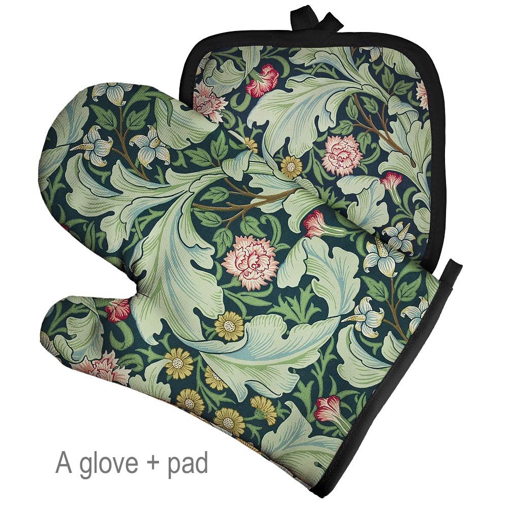 Retro Pattern Microwave Glove Potholder Polyester Oven Mitt Insulation Gloves Kitchen Pad Baking BBQ Gloves Home Decor: Rose Red