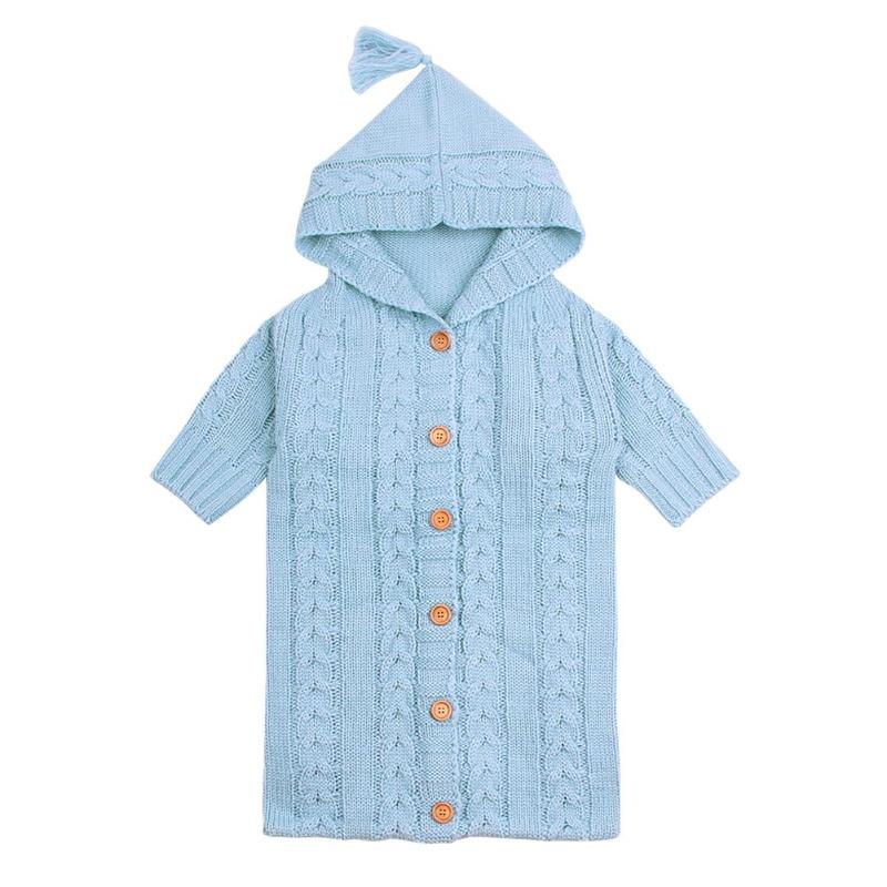 Caldo di inverno del lavorare a maglia Del bambino Sacchi A Pelo con Manica Primavera tutto'uncinetto Appena nato Delle Ragazze Dei Ragazzi Sacchi di Sonno infantile Passeggino Buste 0-12M: Blu