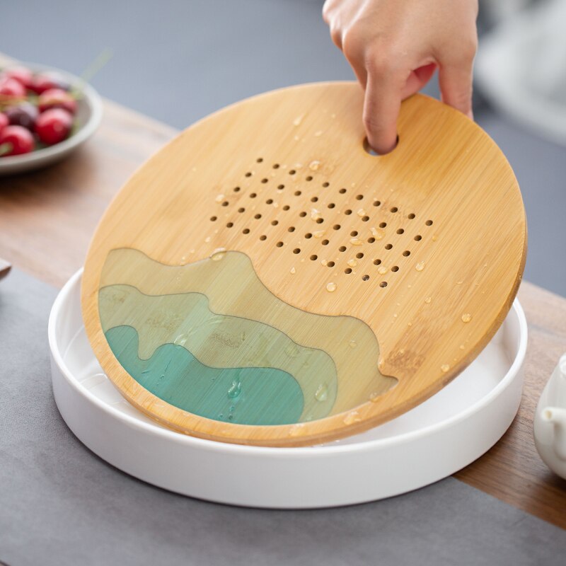 Tea Set Tray Set Japanese Dry Tea Tray Simple Home Office Bamboo Water Storage Melamine Tea Table Desktop Decoration