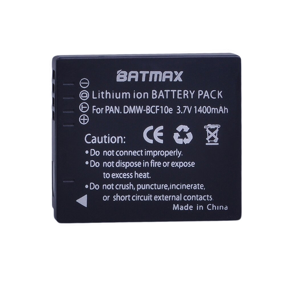 Batamx 1400mAh DMW-BCF10 DMW-BCF10E DMW-BCF10PP Battery+LCD USB Charger for Panasonic Lumix CGA-S/106B, DMC-F2, DMC-F3, DMC-FH1: 1 battery