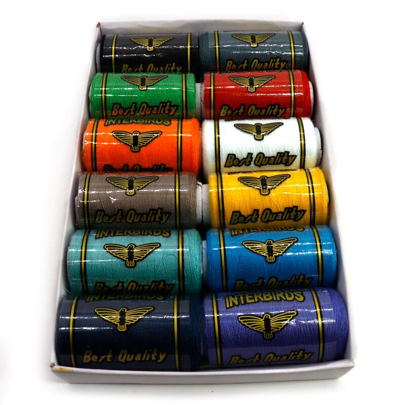 500 yards 40s/2 12 Colors polyester Sewing Threads 457 meters High Strength embroidery thread Sewing Yarn 12pcs