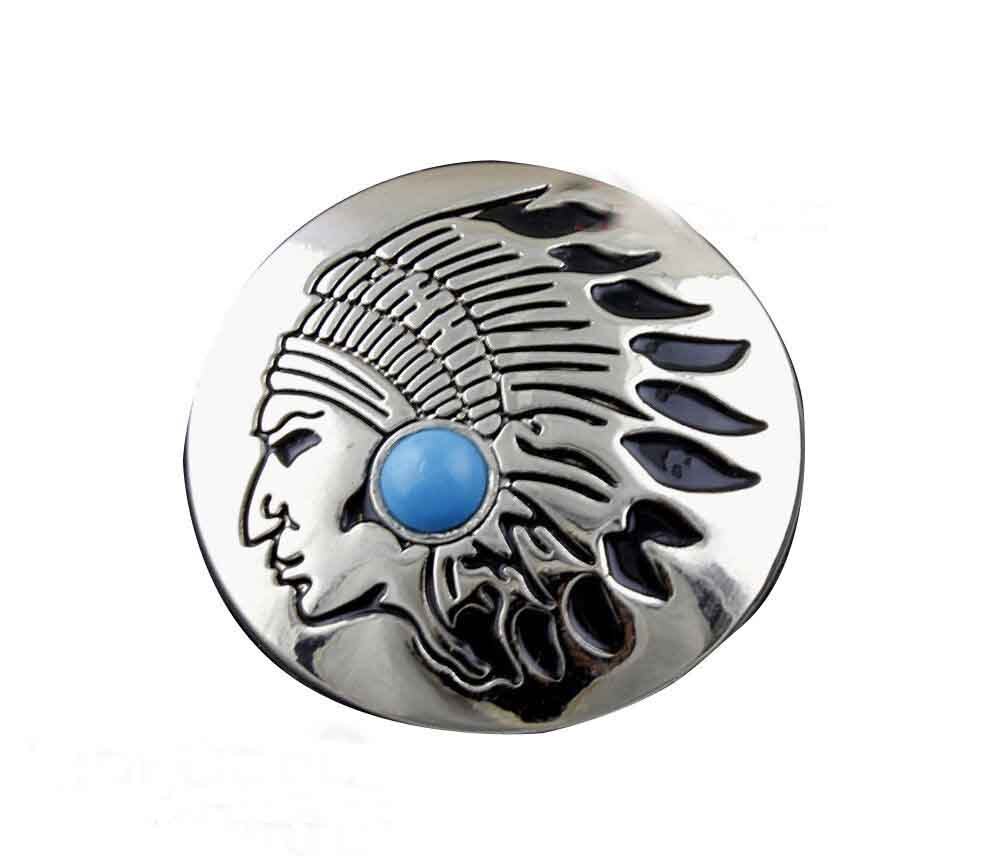 3 stuks turquoise tribal metalen ronde concho biker decoratieve knoop - schroefsluiting