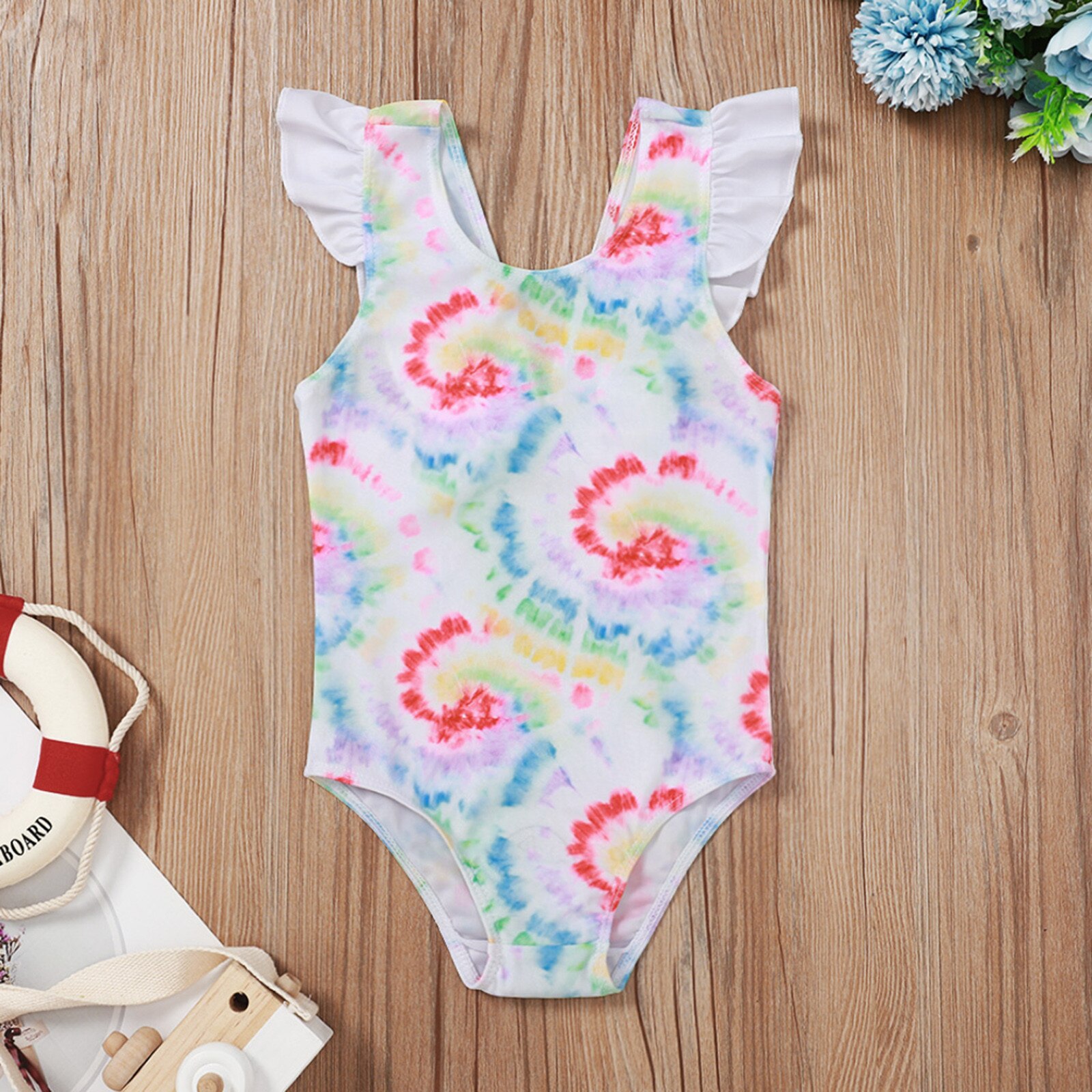 Toddler Kids Baby Girls Tie-Dye Bikini One-Piece Swimwear Swimsuit Beachwear Star kid swimsuit 2~16Y Girl One-piece Swimsuit