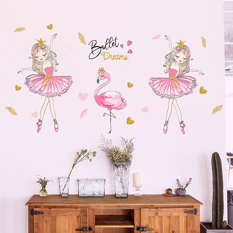 [shijuehezi] maskros blommor väggklistermärke gör-det-själv flamingo väggmålning dekaler för barn sovrum babyrum barnrum heminredning