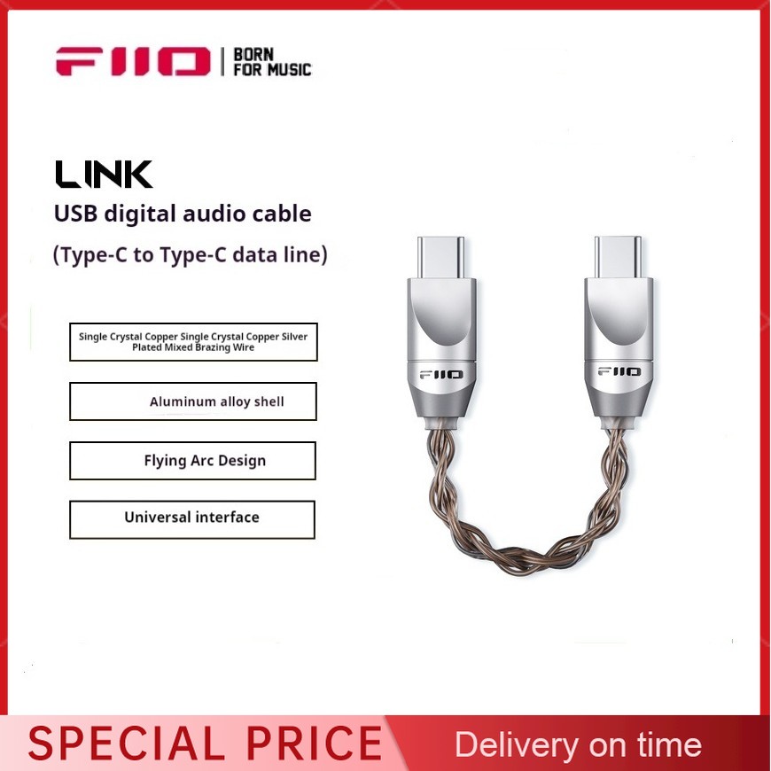 FiiO Link LT-TC6S USB Digital Audio Cable Type-C To Type-C Data Cable Monocrystalline Copper Adapter for KA15 KA17