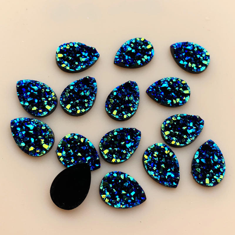 Diy 50 Stuks 9*13Mm Glitters Ab Kleuren Minerale Oppervlak Resin Plaksteen Cabochon Diy Bruiloft Decoratie ambachten-A57: A576