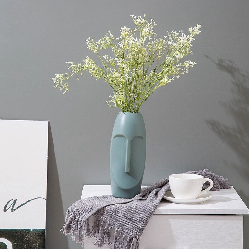 Nordisk minimalistisk pe abstrakt vase menneskeligt ansigt display værelse dekorativ figue hoved form vase