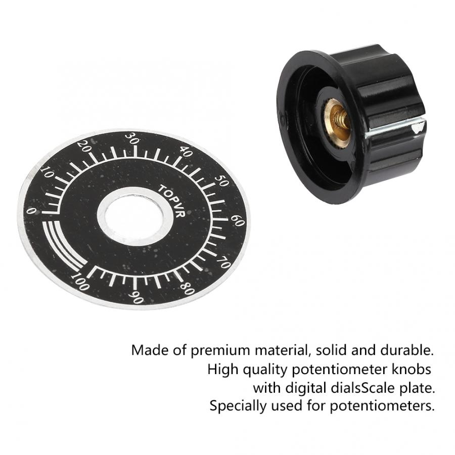 MF-A03 Potentiometer Knurled Knobs Volume Control Cap + Digital Dial Scale Plate Durable