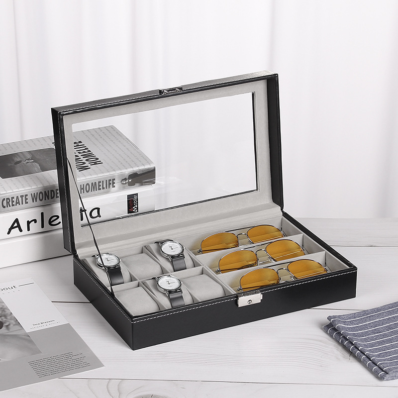 DELESYS Mehrzweck-Aufbewahrungsbox für Zuhause, Organizer für kleine Gegenstände, Aufbewahrungsbox für Uhren, Leder, Geschenkbox, Brillen-Aufbewahrungsbox