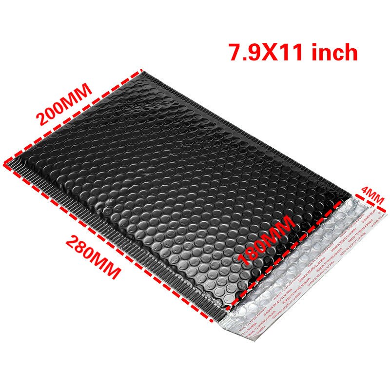 50pcs Black Poly Bubble Mailer Envelopes Padded Mailing Bag Self Sealing Packaging Bag Wrap Storage Usable Space 20x28+4cm