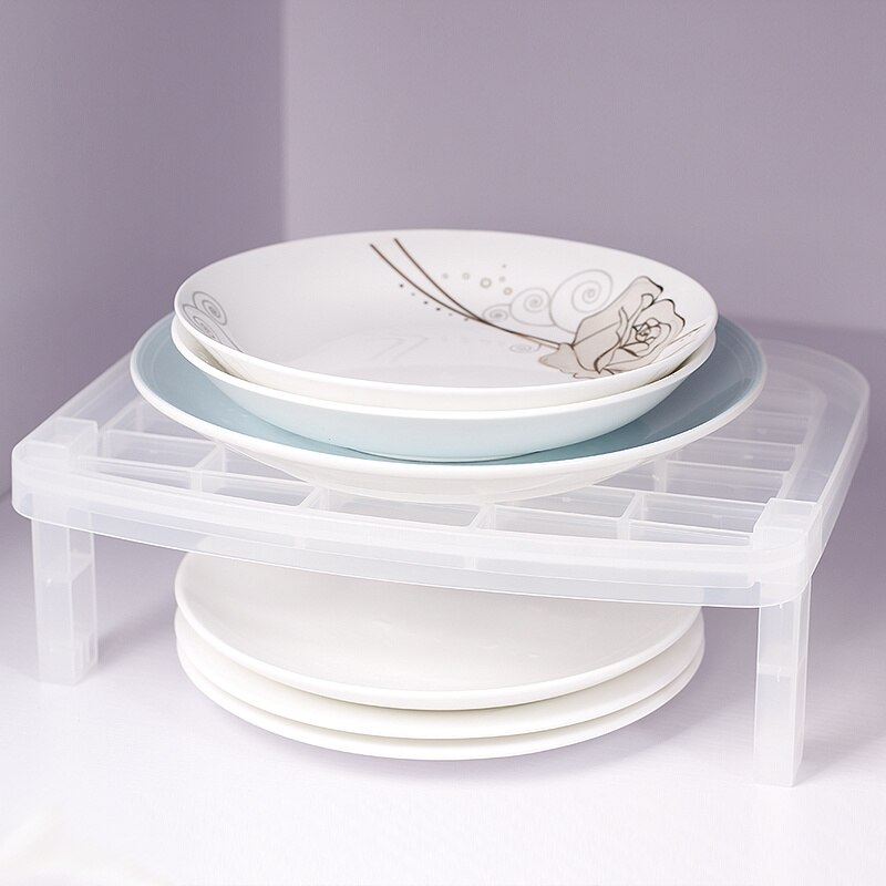Single Layer Dish Plate Storage Organizer Transparent Antibacterial Vertical Rack Kitchen Frame Space-Saving MJ1104: 1pcs