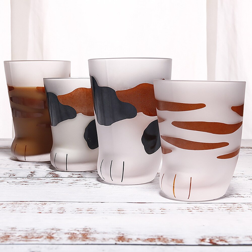 230/300ml muggar värmebeständigt glas kattkopp tiger tassar kontor matt katt tassar mjölk kaffekopp söta barn dricker flaska