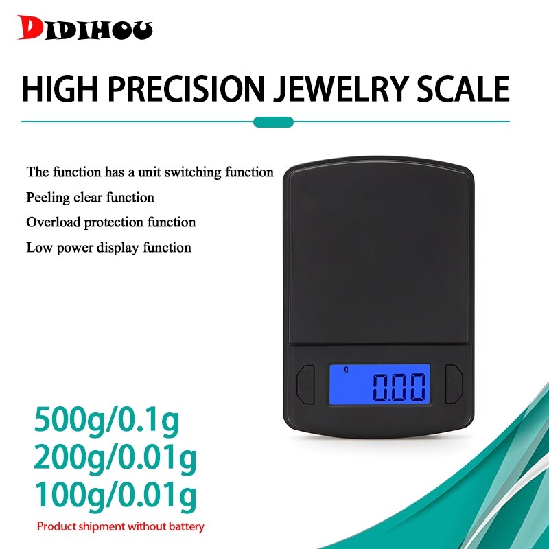 1 Uds. Escala de alta precisión Mini báscula de plástico de bolsillo para pesar joyas de oro balanzas de alimentos Balanza de gramos balanza electrónica LCD