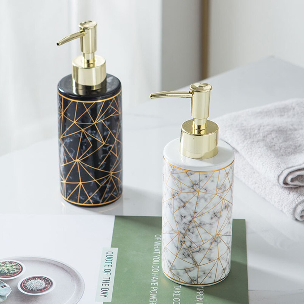 300ml snygga marmor keramiska lotion schampo flytande tvål dispenser pumpflaska tom påfyllningsbar flaska kosmetiska behållare