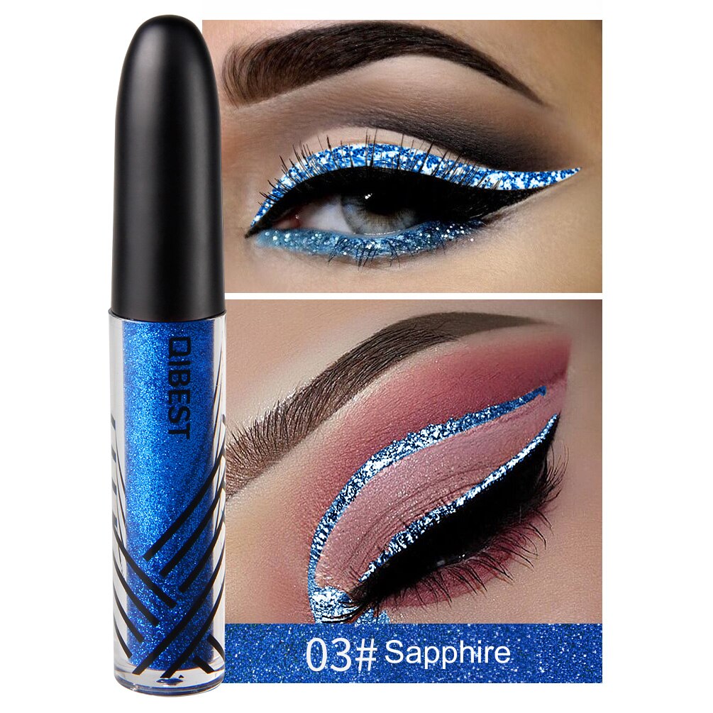 13 farver vandtæt flydende eyeliner glitter langtidsholdbar makeup eyeliner guld rød blå hvid eyeliner skinnende eyeliner: 03