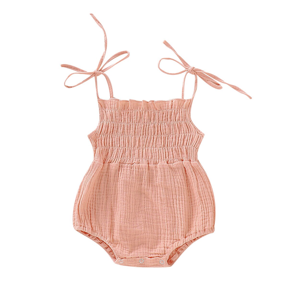 2022 verão sólido bebê recém-nascido meninas algodão linho bodysuits sem mangas cinta macacões outfits beachwear: Pink / 6M-80