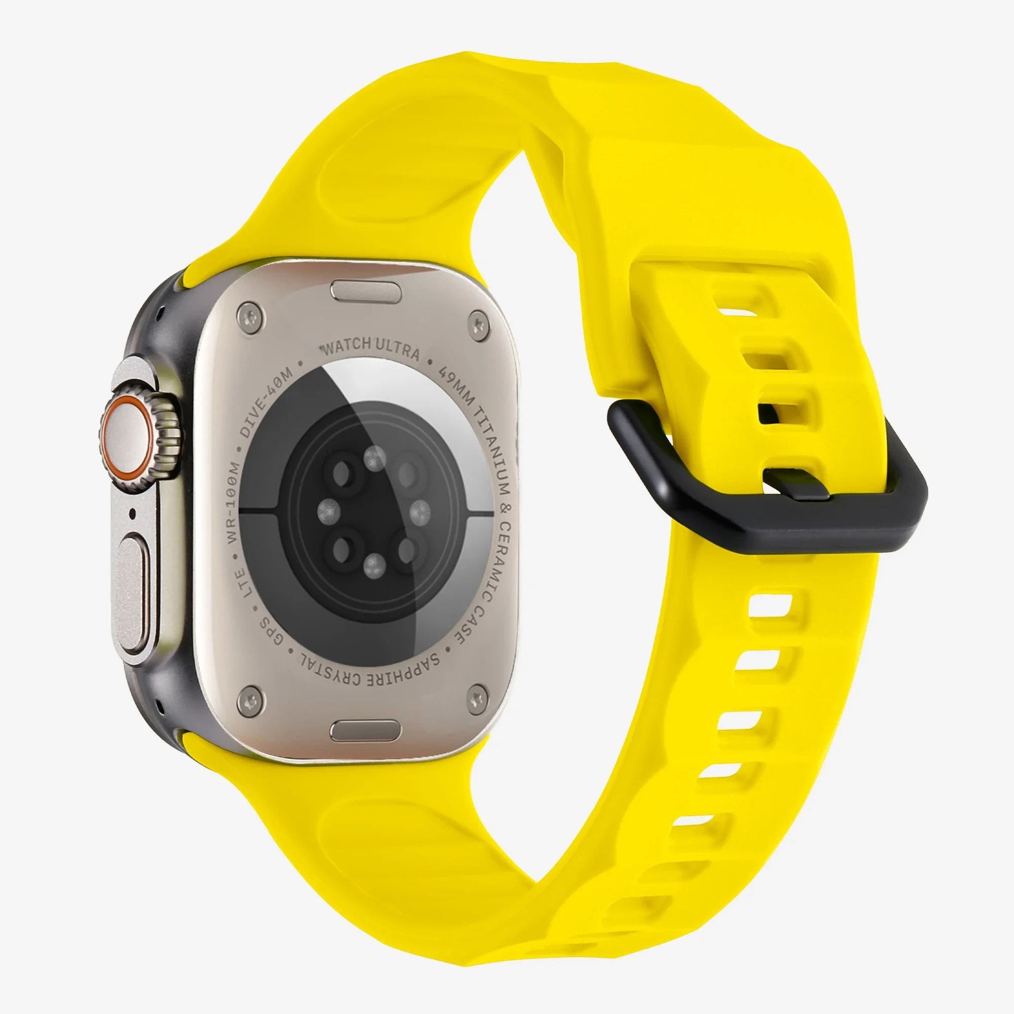 Sports Strap For Apple Watch Ultra2 49mm 10 42mm 46mm 9 8 7 45mm 41mm Silicone Bracelet band iWatch 6 5 4 SE 44mm 40mm 38mm Belt: Black Yellow / 16mm